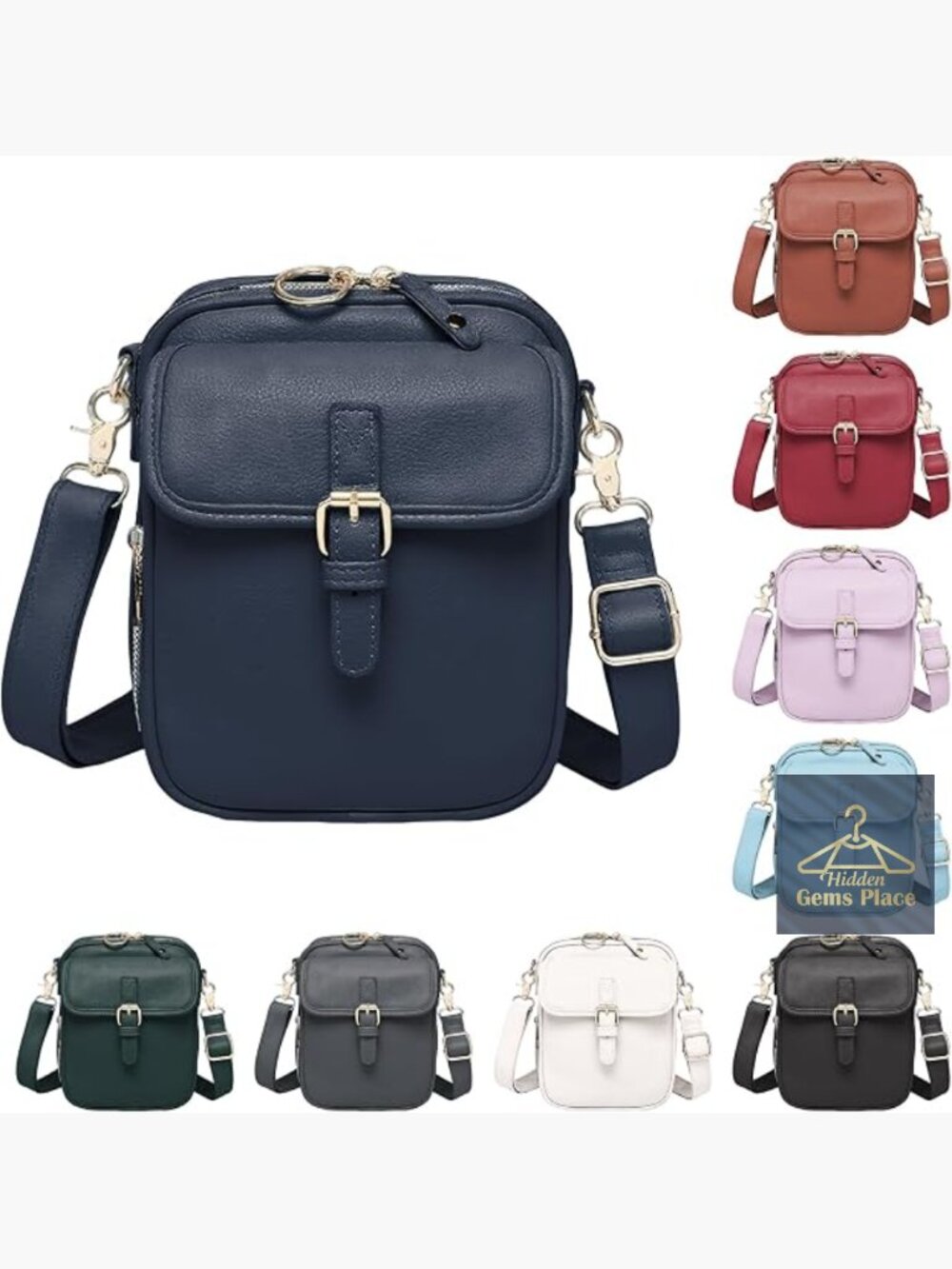 Faux Leather Crossbody Purse Anti Theft Waterproof Travel Bag with Built-in